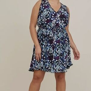 Torrid Mini Ruffle Trim Chiffon Floral Dress Size 3X